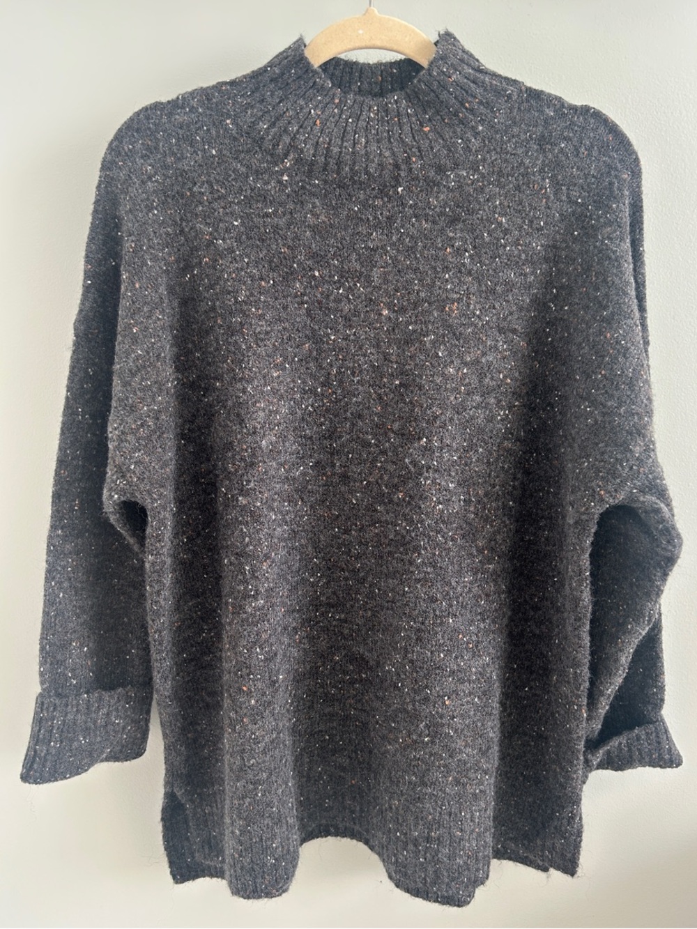 Well Worn Charcoal Speckled Mock Neck Sweater